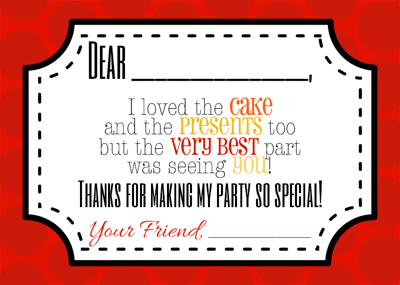Free printable thank you notes for a fireman / firetruck birthday party