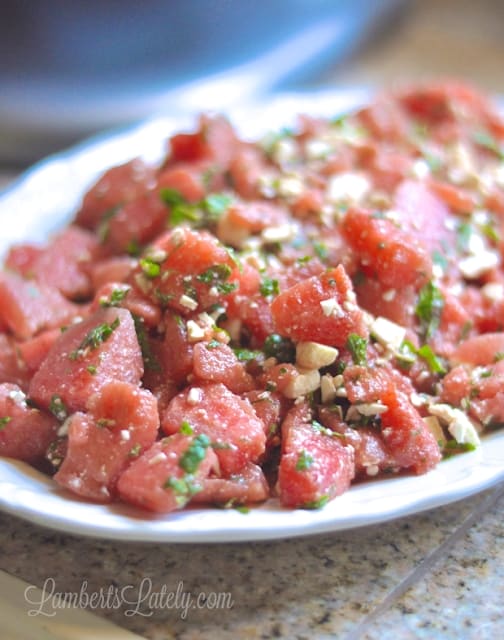 This Balsamic Watermelon Salad with feta and mint is so incredibly perfect for a warm summer night!