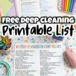 Spring and fall cleaning checklist printable with colorful markers and supplies.