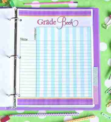 teacher grade book printable in a binder.