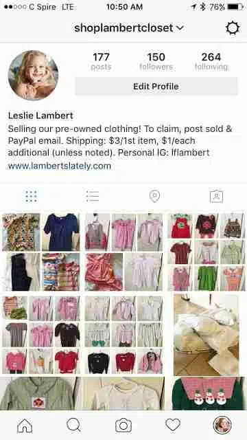 shopping instagram account main page.