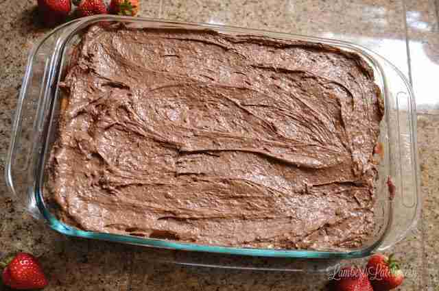 chocolate strawberry earthquake cake - with frosting