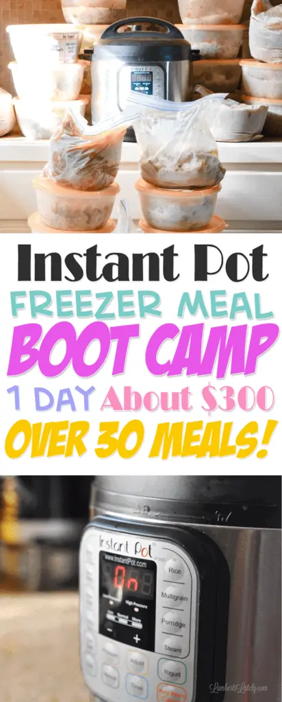 instant pot freezer meal boot camp; 1 day, about $300, over 30 meals!