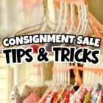Organized clothing on hangers for consignment sale tips and tricks.