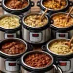 Assorted Instant Pot freezer meals ready for cooking and storage.