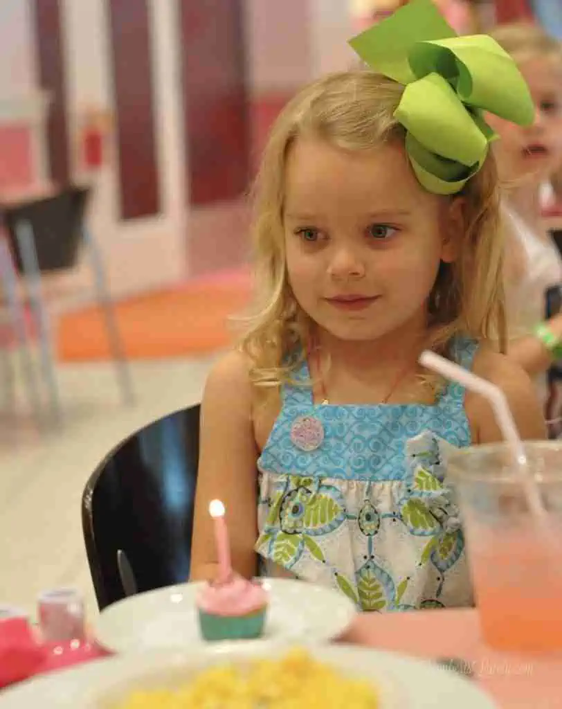 little girl with cupcake and candle.