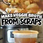 Homemade vegetable broth from scraps in an Instant Pot, ready to use.