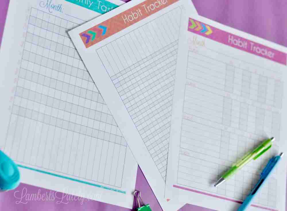 This Habit Tracker Printables set is awesome! It has daily, monthly, and weekly formats, as well as a 30 day checklist. These are all free!