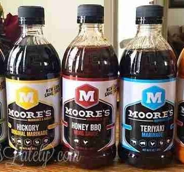 bottles of moore's marinade.