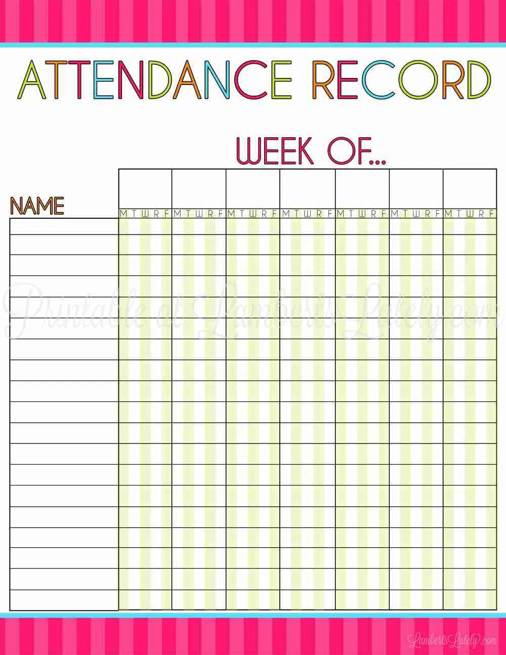 teacher planner attendance record.