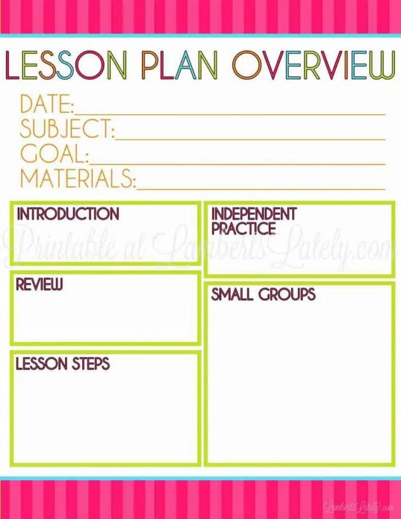 lesson plan overview printable.