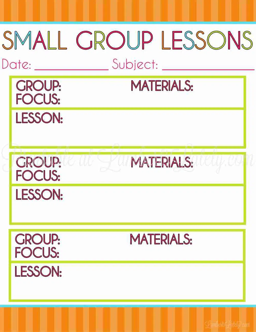 small group lessons printable.
