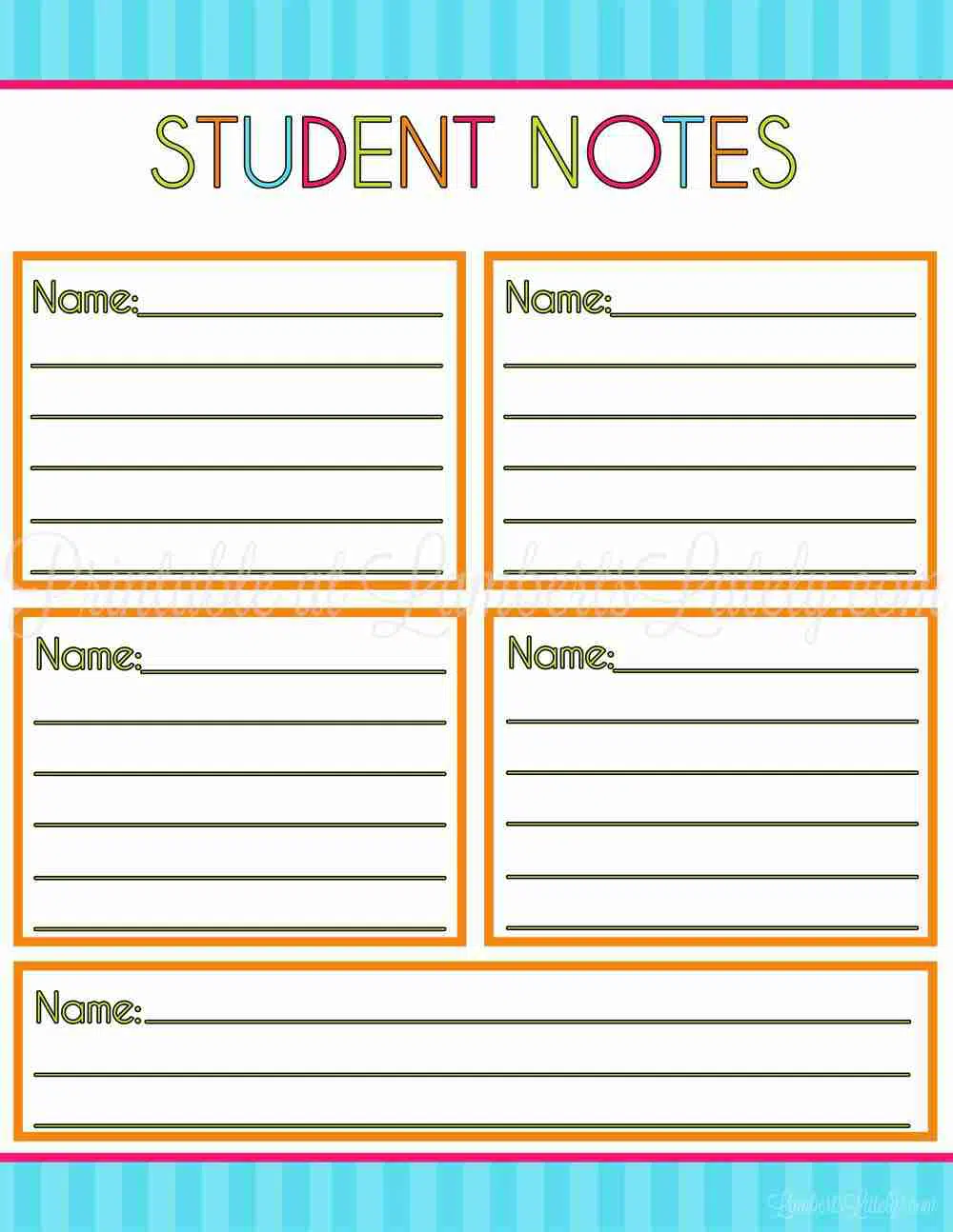 student notes printable.
