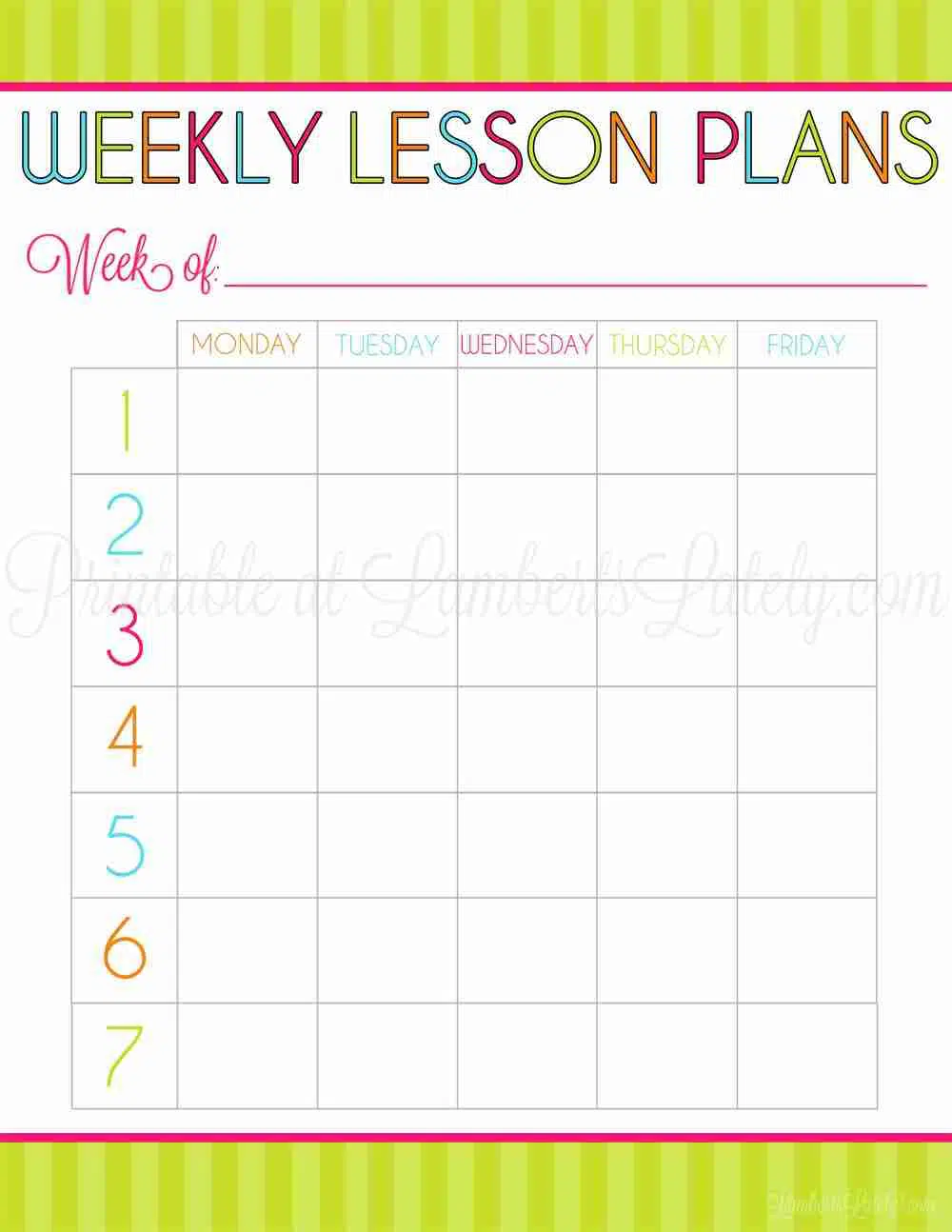 weekly lesson plans printable.