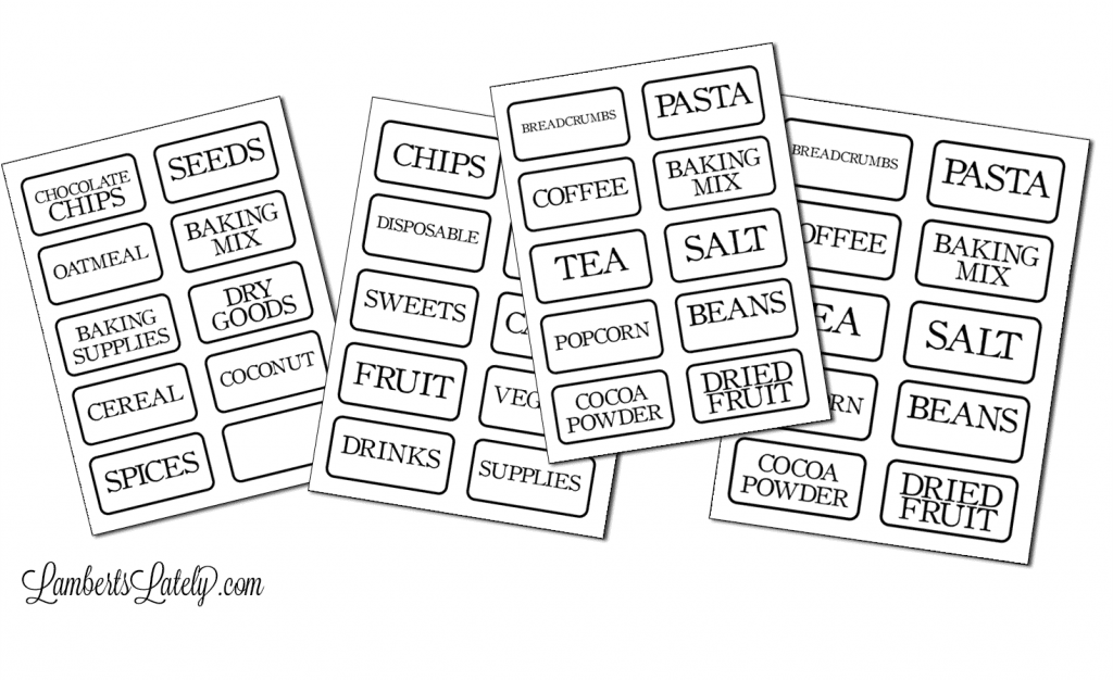 sheets of printable pantry labels.