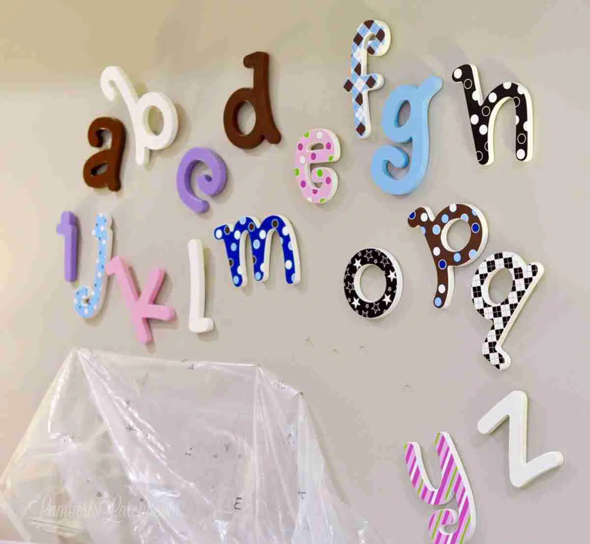 method for hanging wall letters that uses a drop cloth.