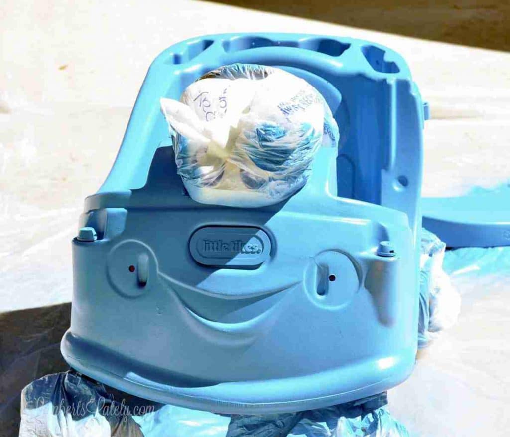 bottom of cozy coupe disassembled, after painting.