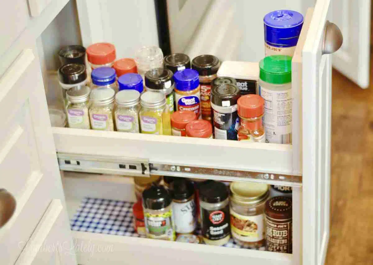 pull out kitchen spice drawer.