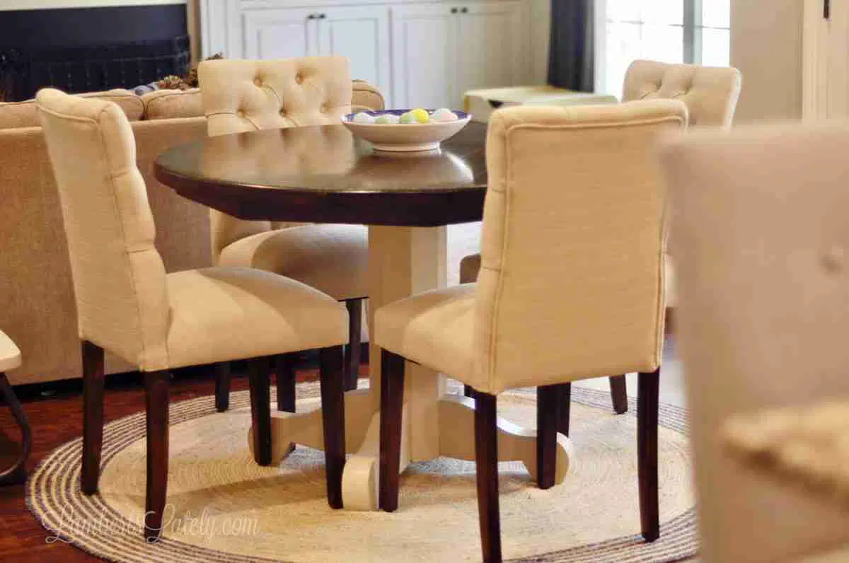 kitchen table with upholstered chairs.