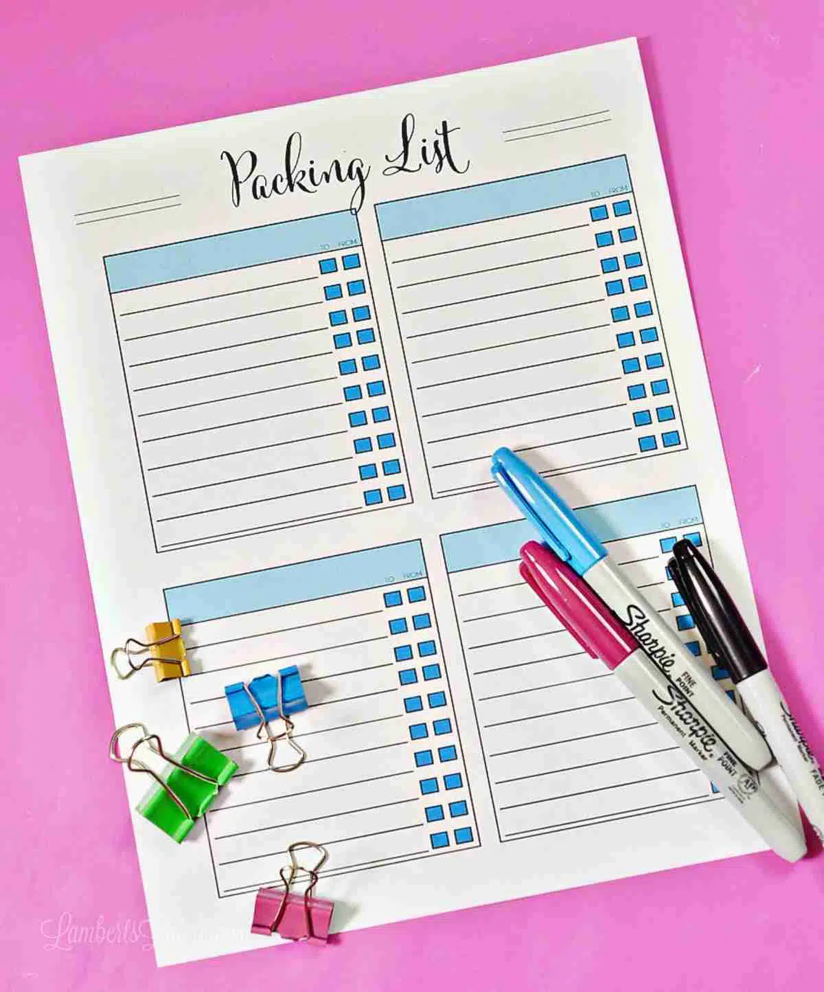 free printable vacation packing list.