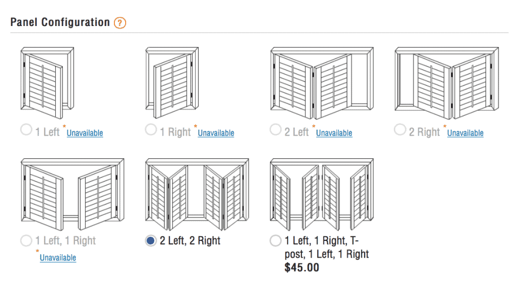 screenshot of selecting panel configuration.