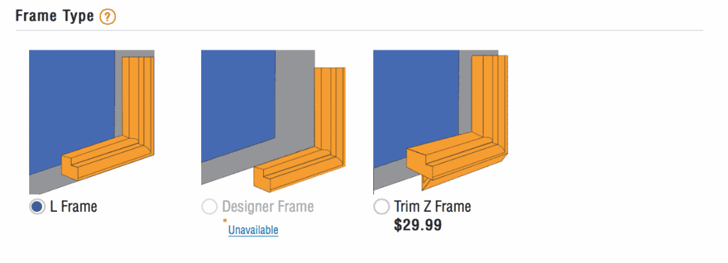 screenshot of selecting frame type.