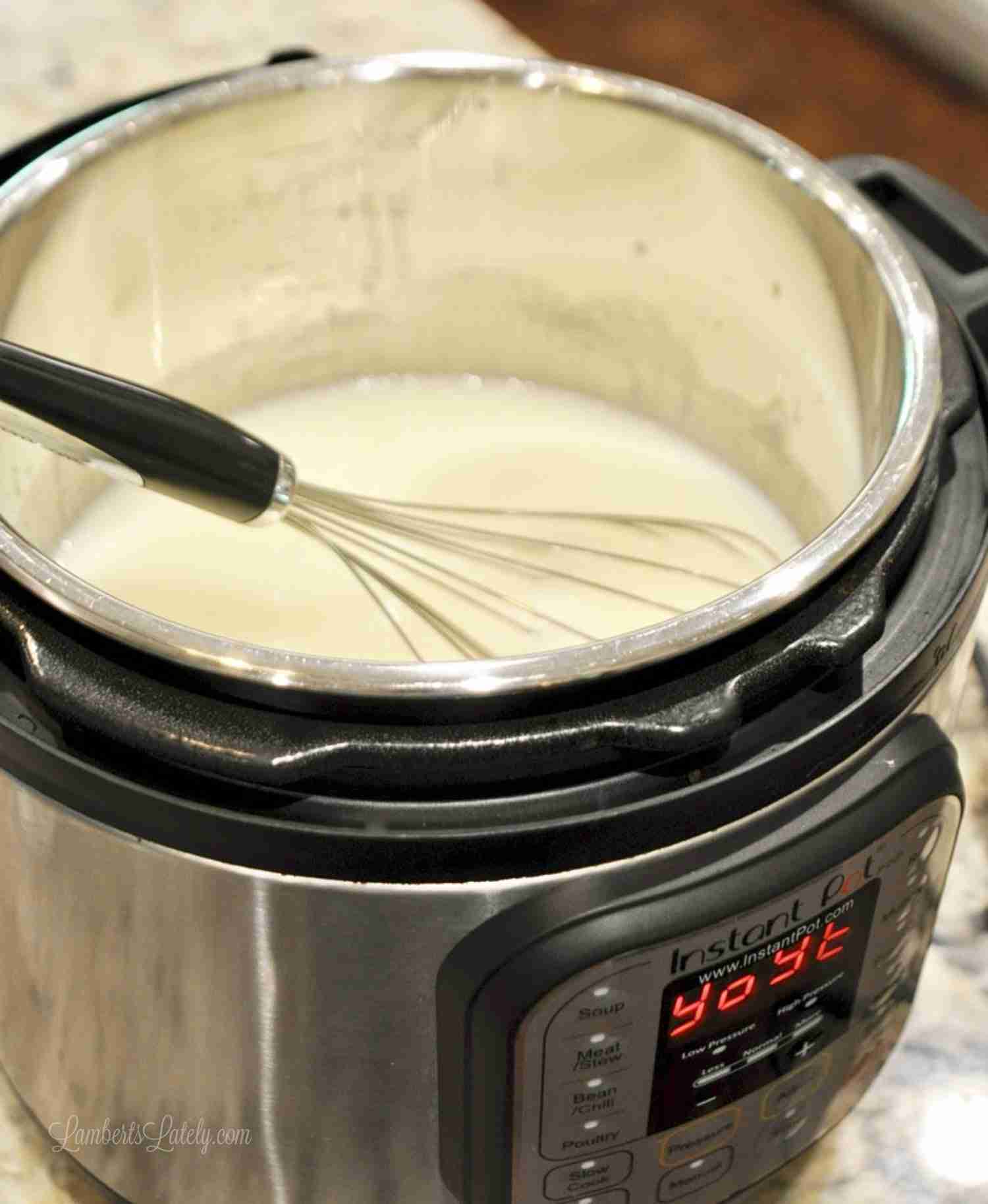 milk, sugar, and oil in an Instant Pot