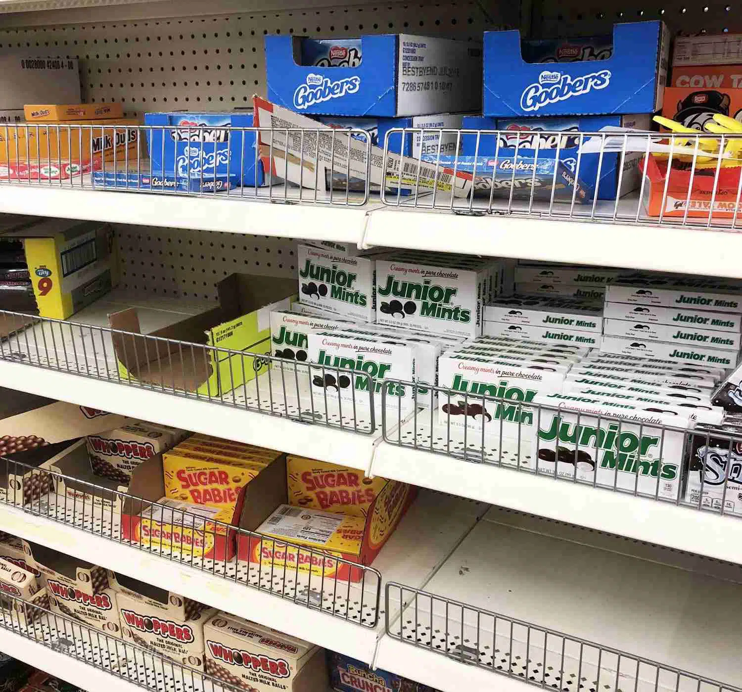 candy on a dollar tree shelf.