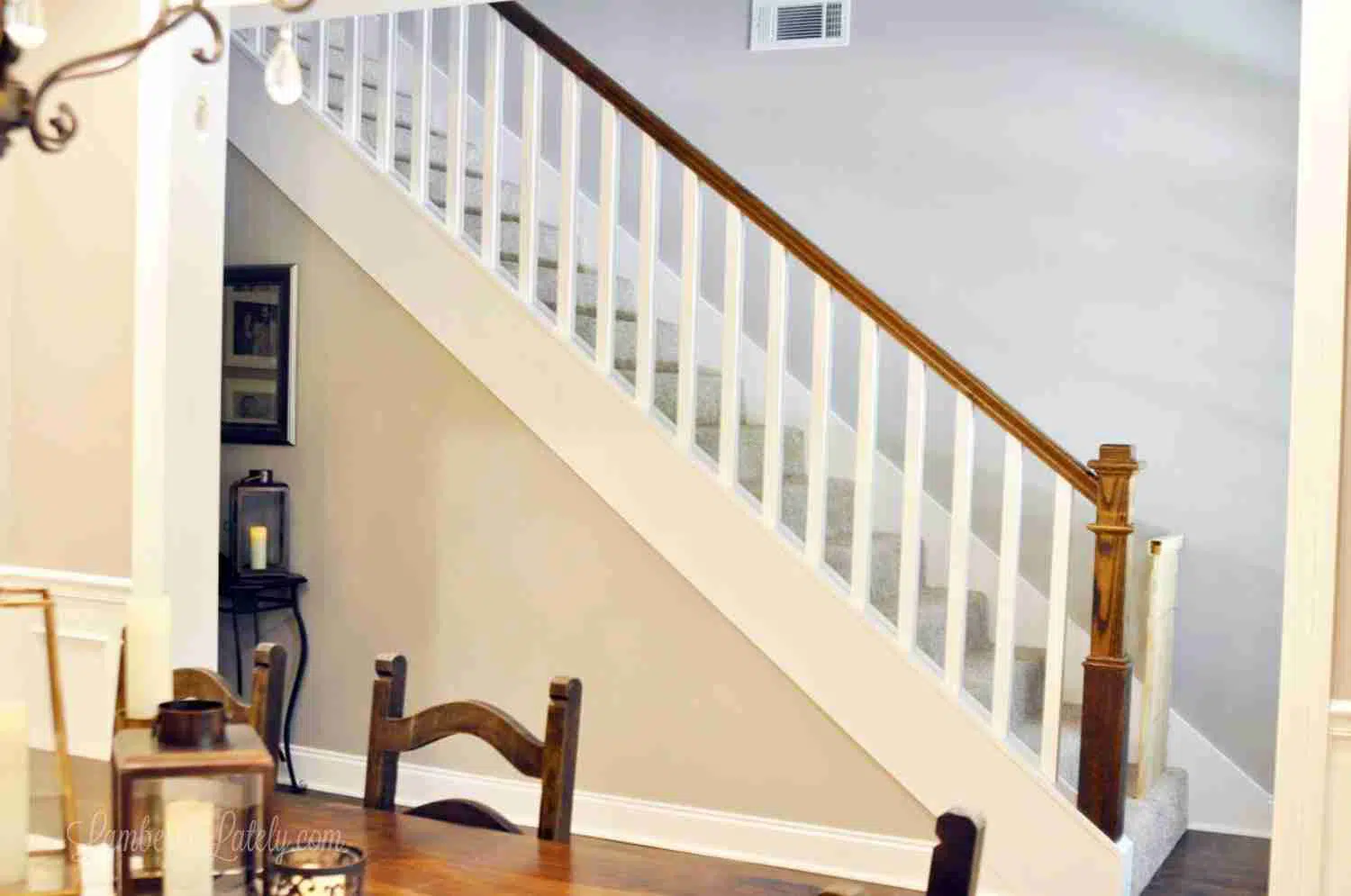 view of stairs from dining room.