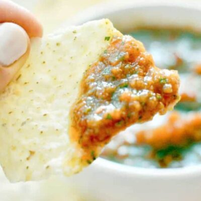 salsa on a tortilla chip
