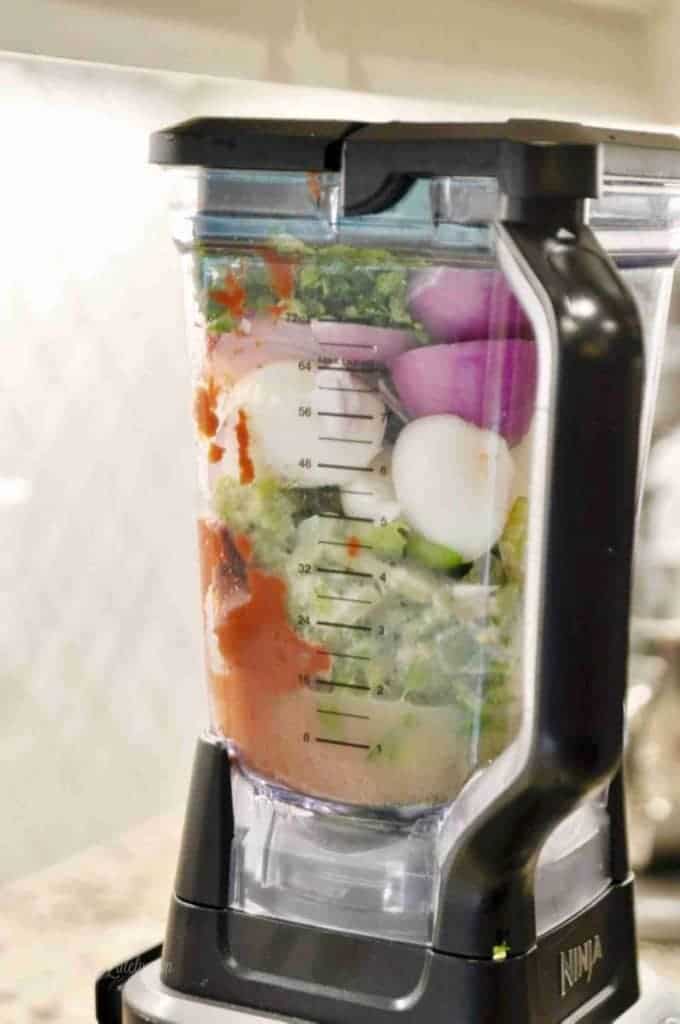 vegetables in a blender.