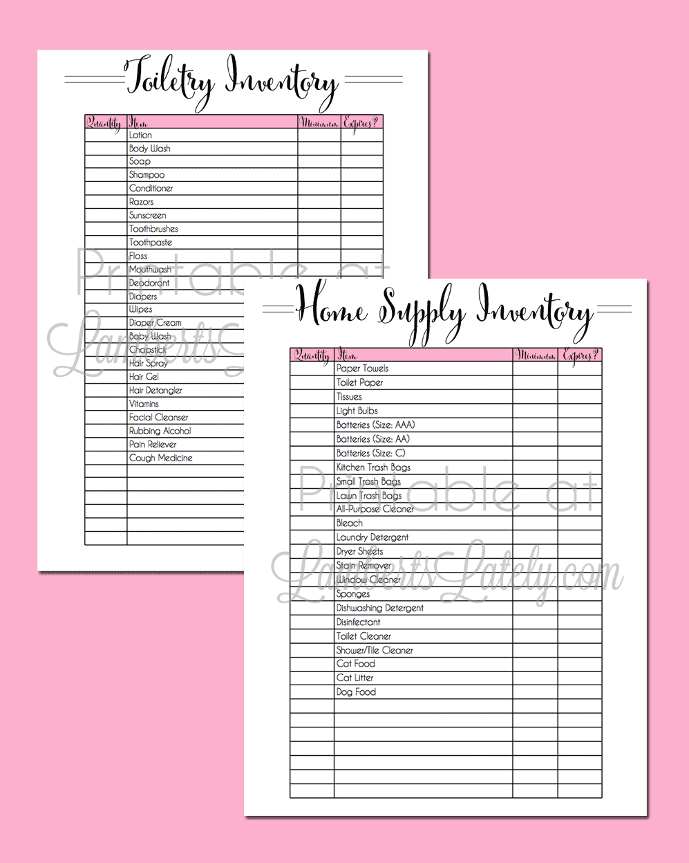 Household Supplies List Inventory Template