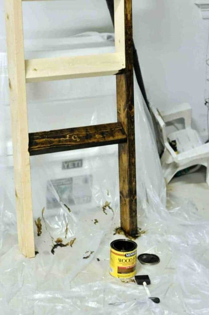 blanket ladder half stained.