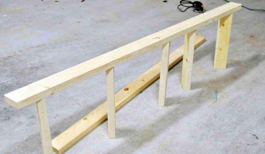 wood ladder formatting before screwing rungs in.