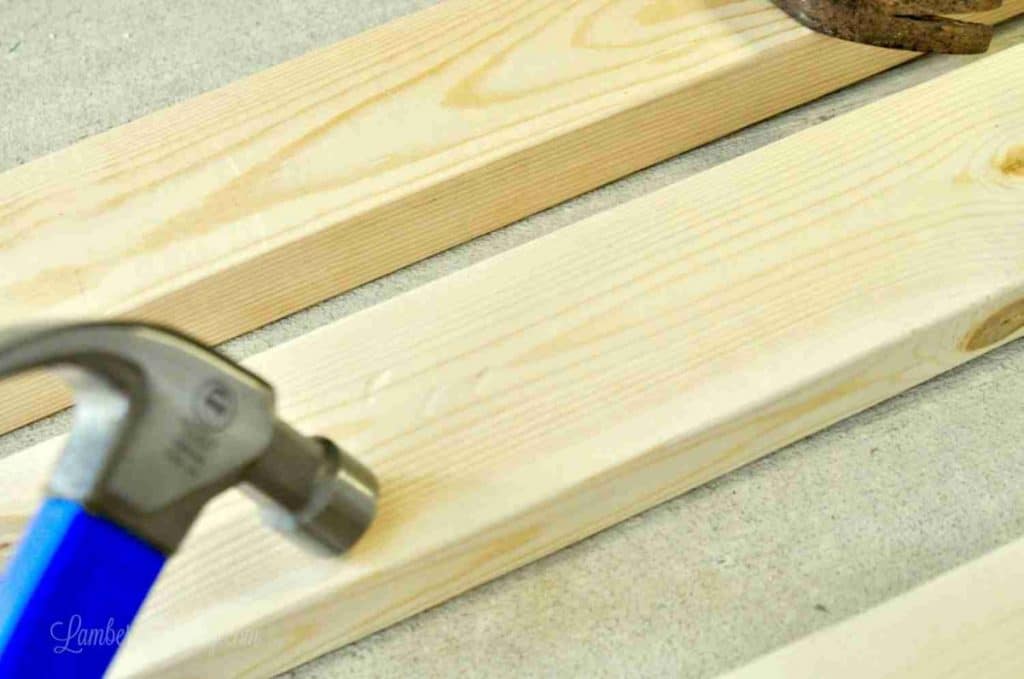 hammering into wood on a 2x4.