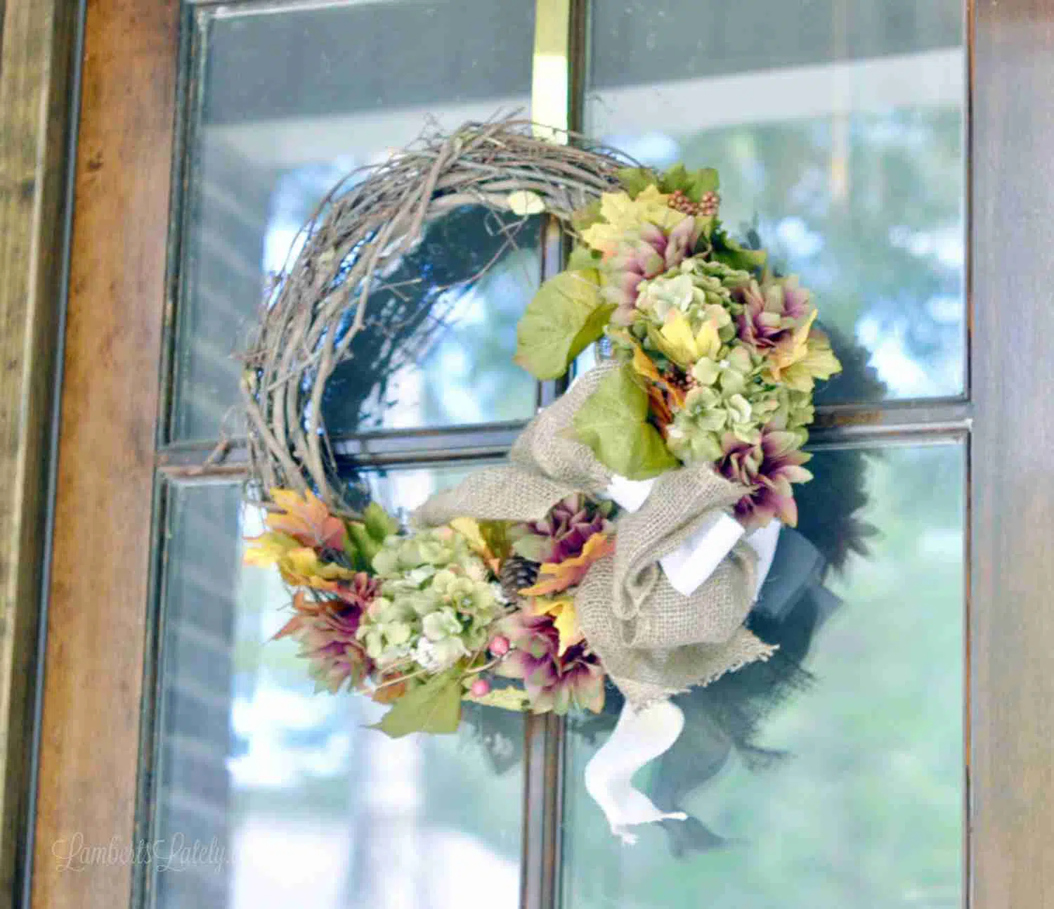fall wreath for front door - wreath on front door