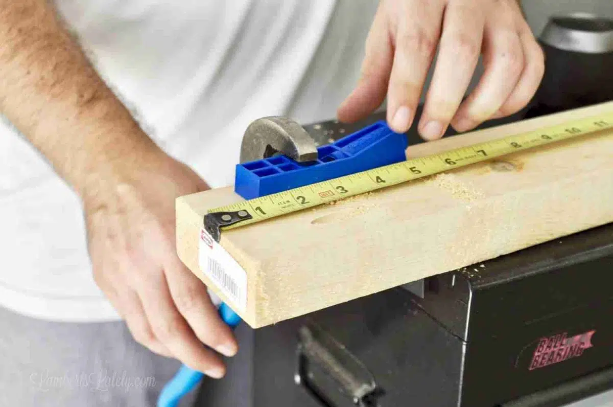 drilling a pocket hole into wood.