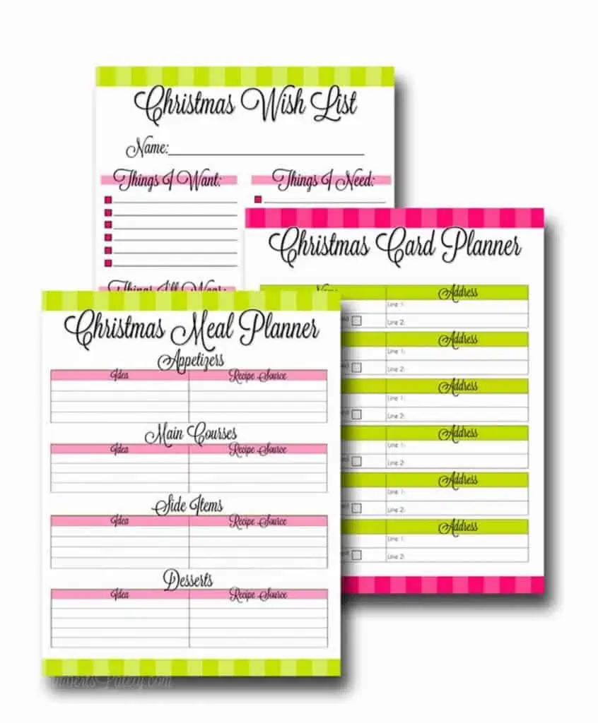 three christmas planner printables.