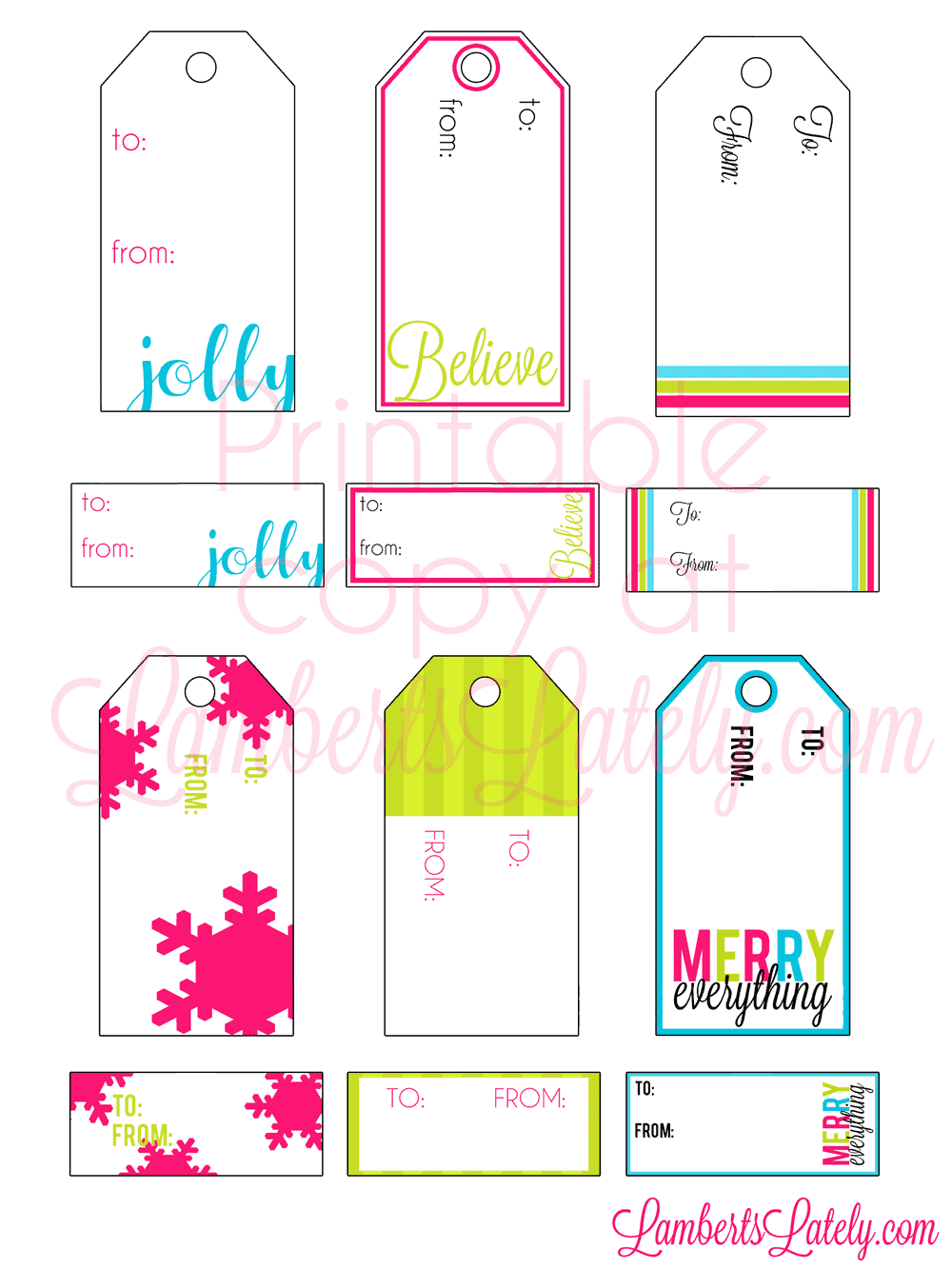 12 Free Printable Christmas Gift Tags