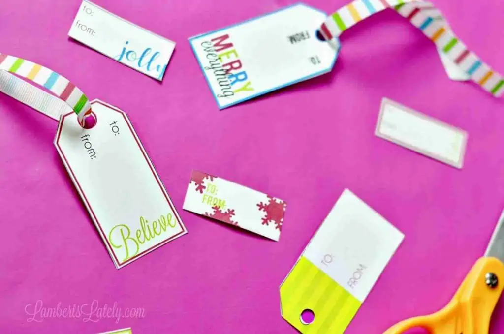 printable gift tags with ribbon.