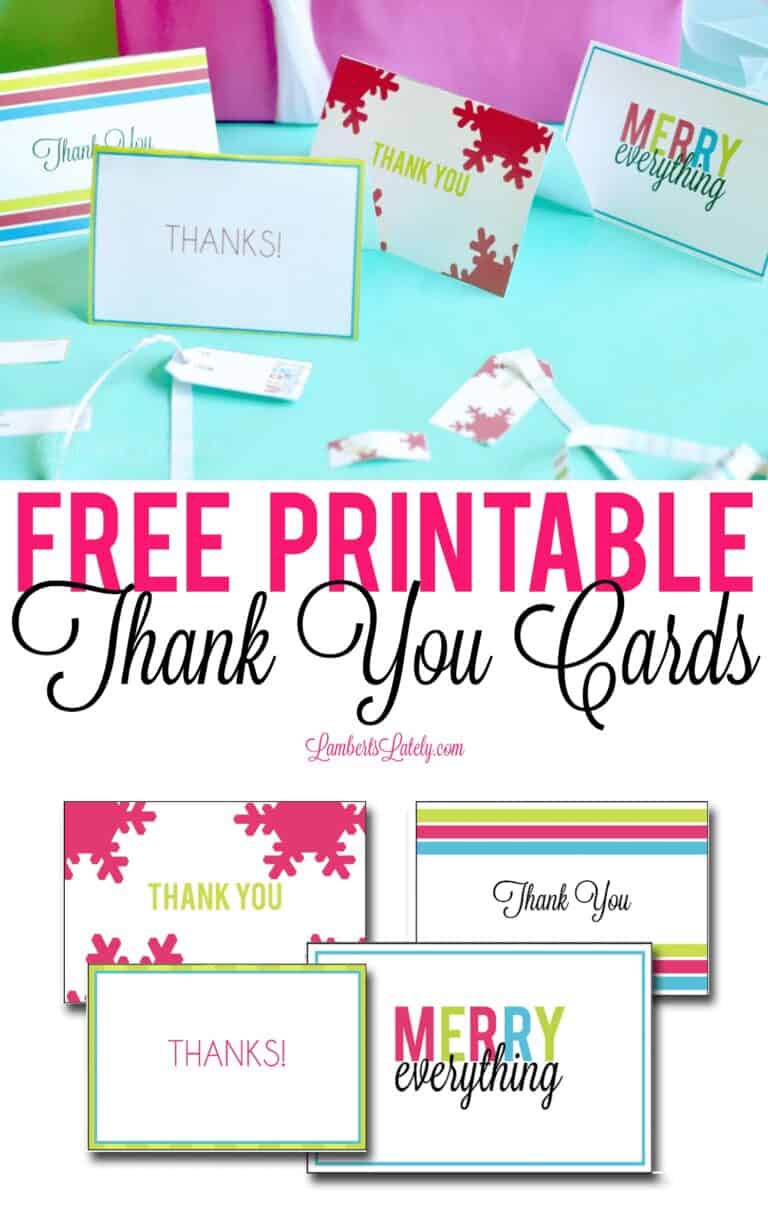 This set of templates for free printable thank you cards can be used by kids and adults - very bright and colorful!  Great to use for the holidays or birthdays.