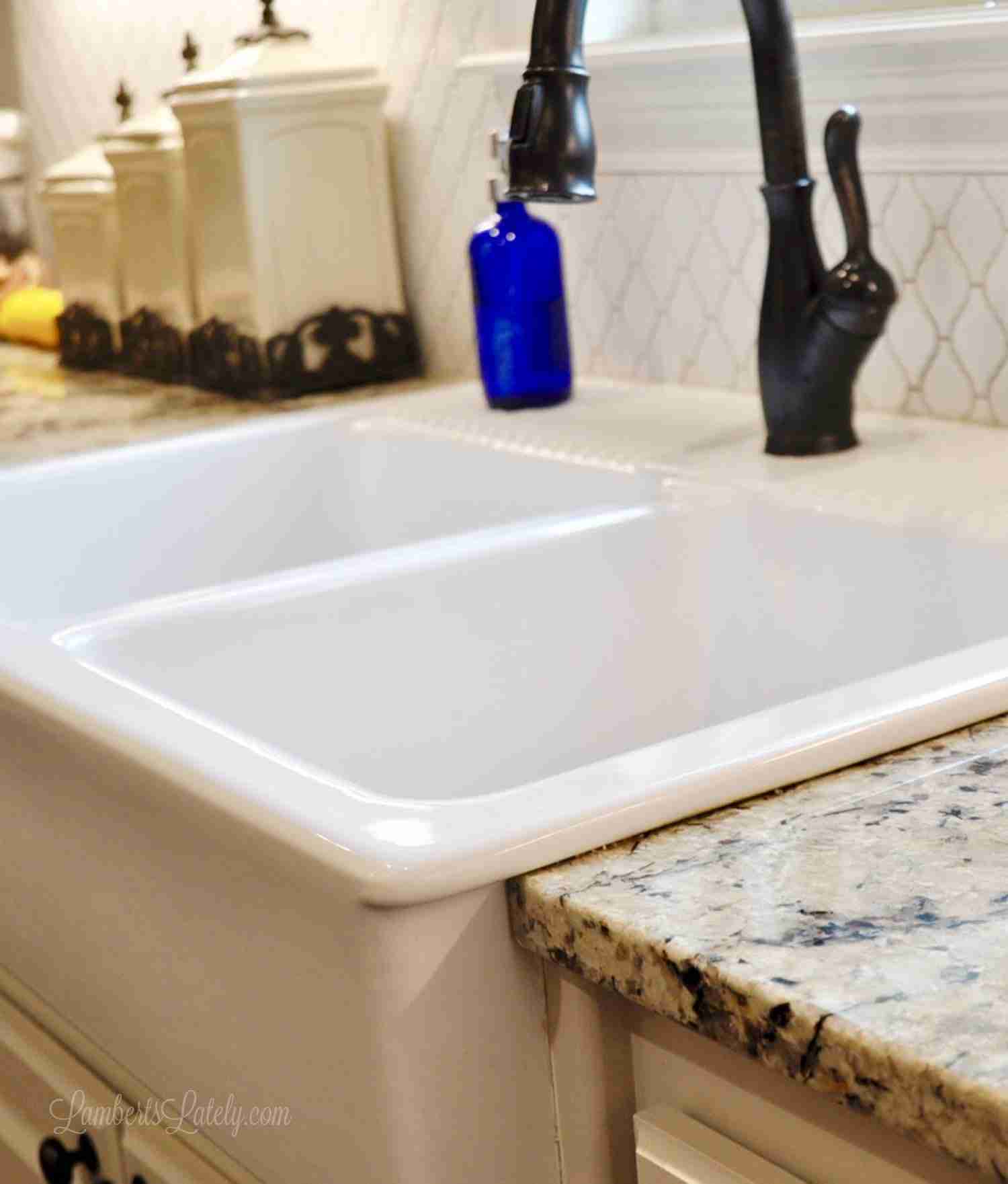 how to clean a porcelain sink - after