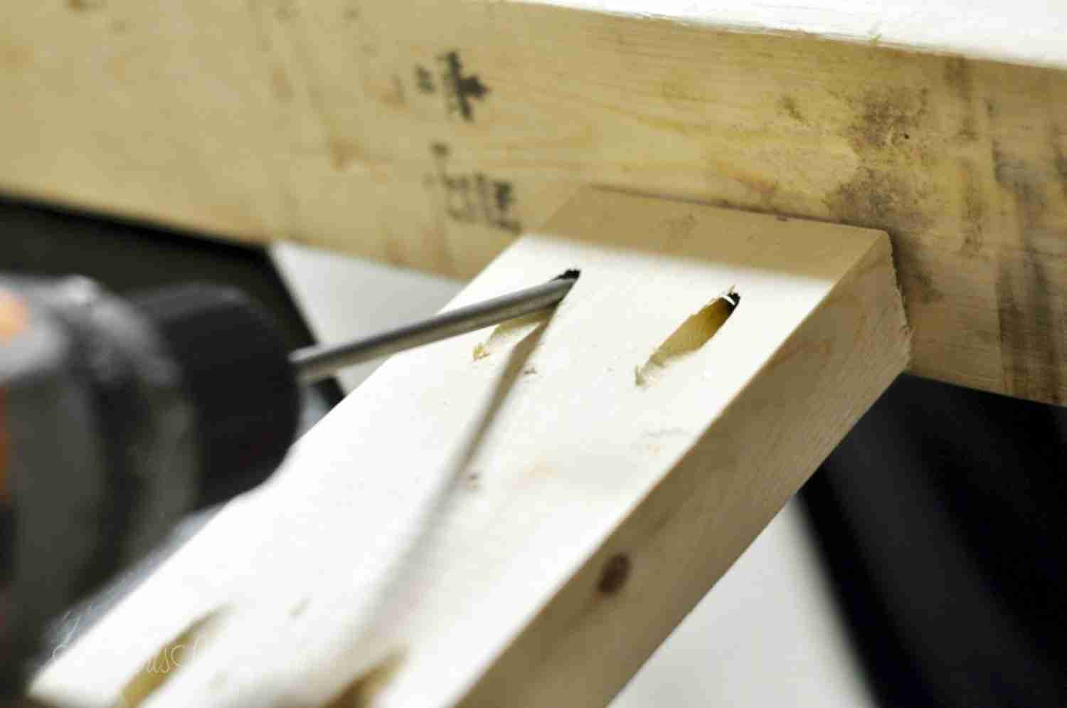 drilling into a pocket hole.