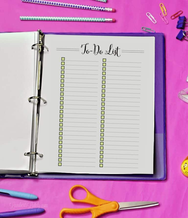 to do list printable in a notebook.