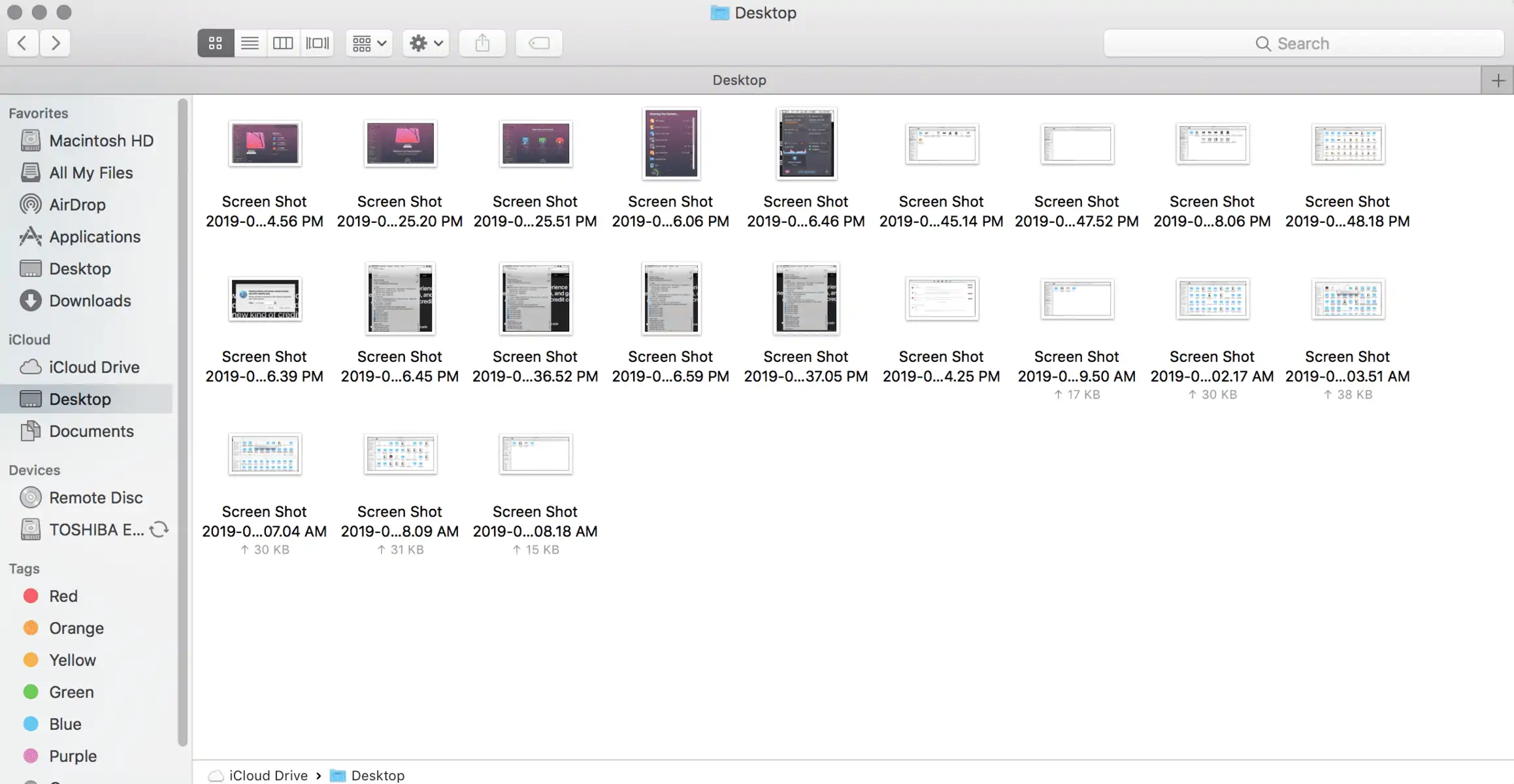 screenshot of desktop folder on a MacBook.
