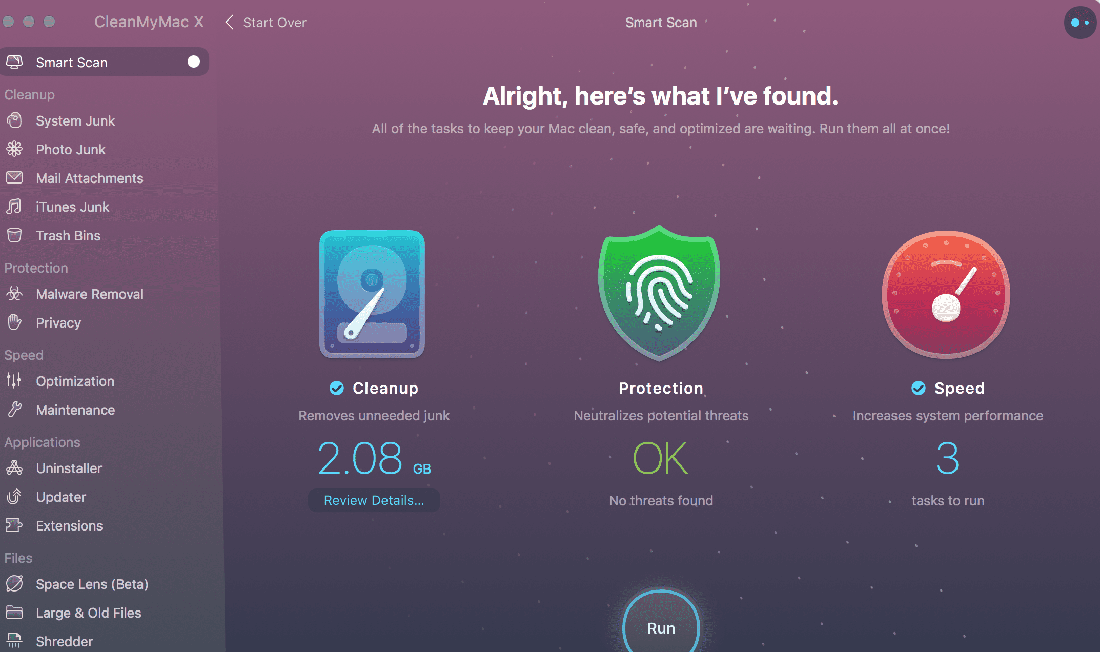 screenshot of scan running in cleanmymac program.