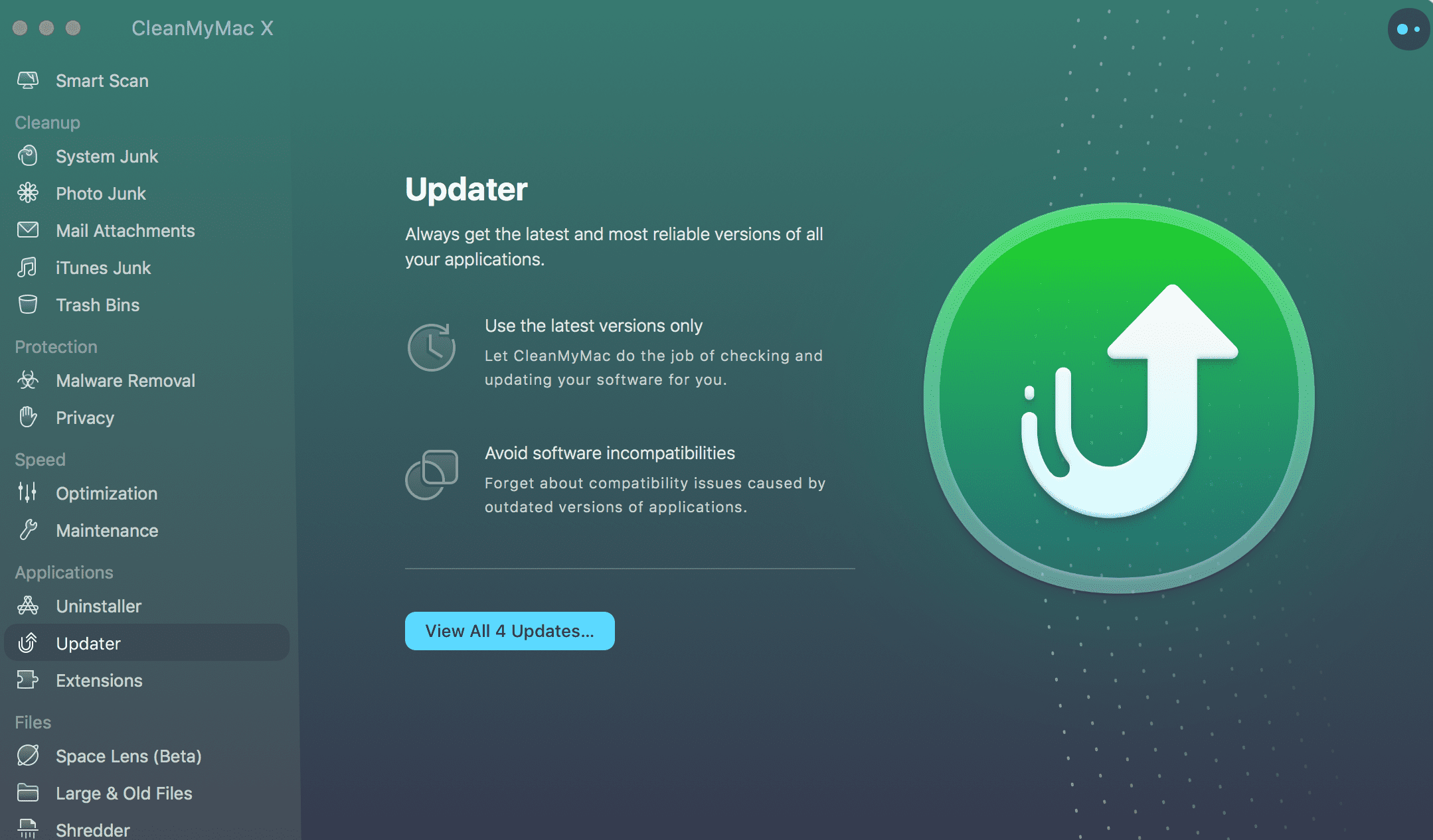 updater screen in cleanmymac.