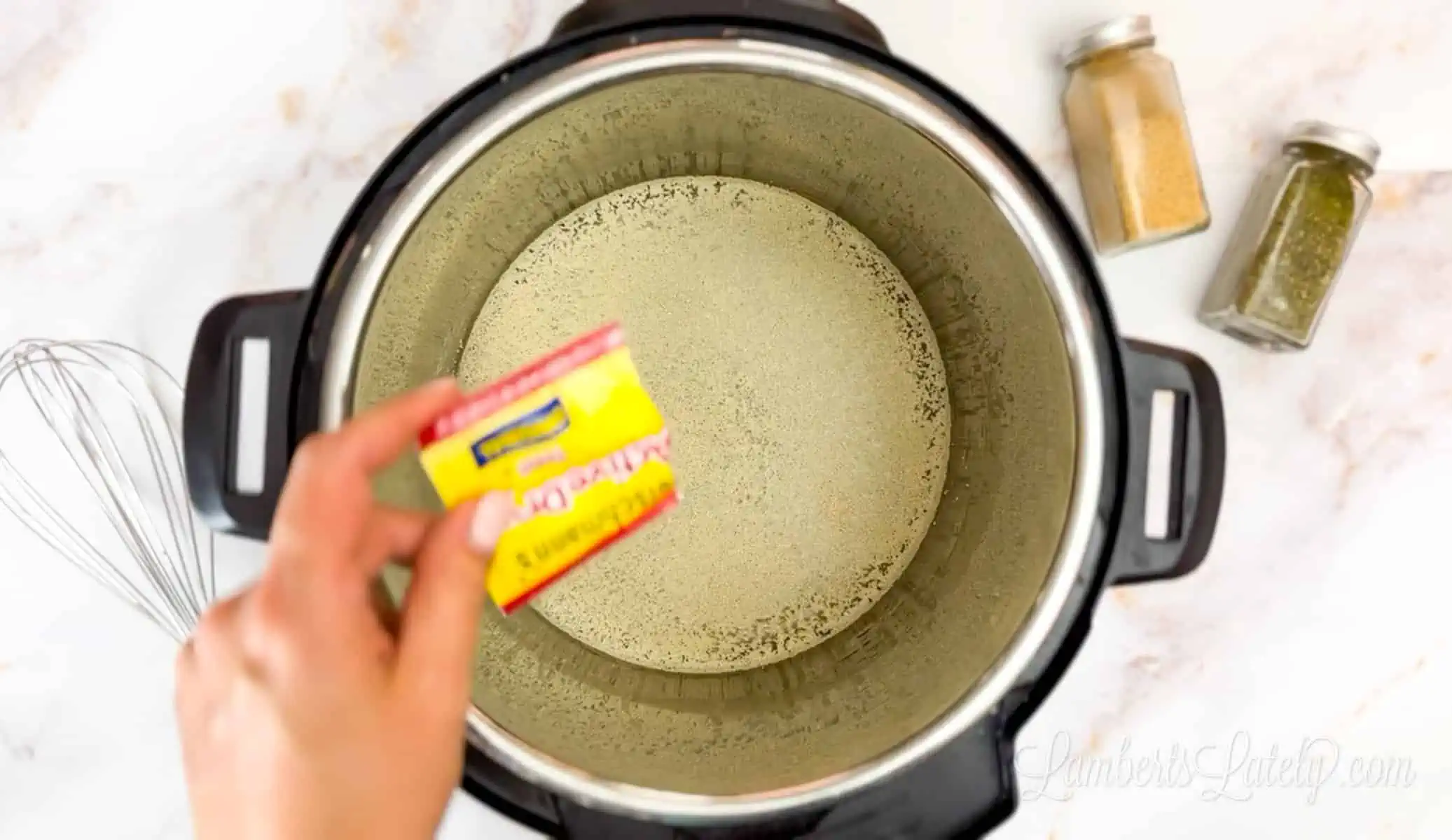 pouring yeast in an instant pot.