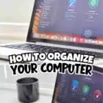 Person organizing files on a laptop screen for computer cleanup.