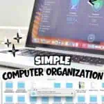 Laptop screen showing computer organization and cleanup tools for MacBook.